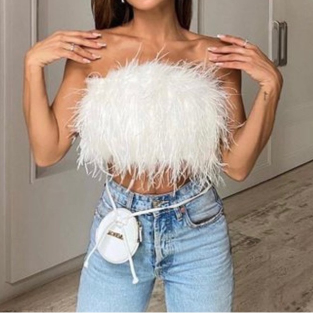 Cute feather crop top